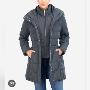 Cole Haan Women Signature Hooded Taffeta Down Coat Size MP